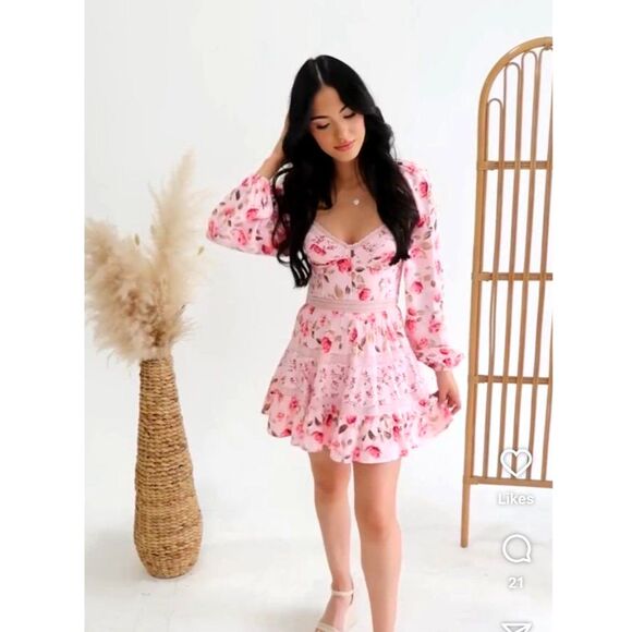 Altar'd State Dresses & Skirts - Altar’d State Pink Kate Floral Mini Dress Size Largebustier corset bodice